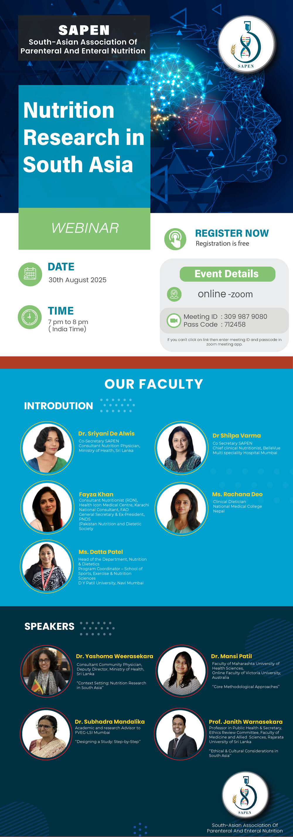 Nutrition Research in South Asia Webinar | SAPEN Series 5 – August 30, 2025